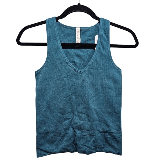 Athleta Women’s Aurora Seamless V-Neck Tank Top Turquoise Ribbed Size‎ X-small - Picture 2 of 6